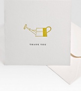 Express your thanks with the combination of sweetness and sophistication imparted by these elegant foldover notes with a cheery watering can design, letterpressed by hand on creamy cotton stock that lends extra meaning to your words.Original Charles Fradin illustrationLetterpressed by hand100% cotton stock4.75 square (folded)Set of 8, with envelopesMade in USA