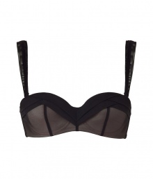 With a seductive fit and d?colletage-enhancing padded cups, this Chantal Thomass bra will help turn up the heat - Padded cups, draped sweetheart overlay, solid nude bra with sheer black overlay, wide adjustable straps, back hook and eye closure - Perfect under a low cut cocktail dress of with matching panties for stylish lounging With a seductive fit and d?colletage-enhancing padded cups, this Chantal Thomass bra will help turn up the heat - Padded cups, draped sweetheart overlay, solid nude bra with sheer black overlay, wide adjustable straps, back hook and eye closure - Perfect under a low cut cocktail dress of with matching panties for stylish lounging
