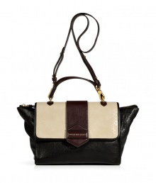 Add artful inspiration to your off-duty chic with this ultra-cool colorblock leather shoulder bag from Marc by Marc Jacobs - Front flap with cream-colored snake embossed leather and logo detailed closure, top zip closure, top carrying handle, convertible shoulder strap, wide body with narrow base - Perfect for a lunch date or early evening cocktails Add artful inspiration to your off-duty chic with this ultra-cool colorblock leather shoulder bag from Marc by Marc Jacobs - Front flap with cream-colored snake embossed leather and logo detailed closure, top zip closure, top carrying handle, convertible shoulder strap, wide body with narrow base - Perfect for a lunch date or early evening cocktails