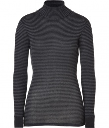 Effortlessly feminine, this super soft striped cotton-cashmere turtleneck from Majestic is a new-season must-have basic - Turtleneck, long sleeves - Form-fitting - Pair with skinny jeans and edgy biker boots