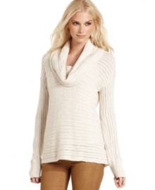 Add texture to jeans with this slouchy cowl-neck petite sweater from Calvin Klein Jeans! Add texture to jeans with this slouchy cowl-neck petite sweater from Calvin Klein Jeans!