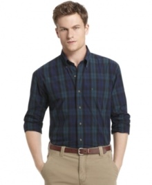 You'll be partial to this plaid Izod shirt for its effortless, classic style it always brings.