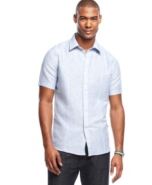 Keep it simple. Stripes step up the style on this shirt from Izod for a piece that can easily transition from work to the weekend.