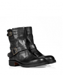 Add instant trend-right edge to your casual ensembles with these luxe leather boots from celeb favorite shoe line Fiorentini & Baker - Slightly upturned rounded toe, chunky leather heel, dual ankle straps, biker-inspired styling, side zip closure - Runs large, so order a size down - Style with jeans, slim trousers, or corduroys Add instant trend-right edge to your casual ensembles with these luxe leather boots from celeb favorite shoe line Fiorentini & Baker - Slightly upturned rounded toe, chunky leather heel, dual ankle straps, biker-inspired styling, side zip closure - Runs large, so order a size down - Style with jeans, slim trousers, or corduroys