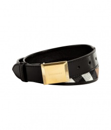 Pull together casual and tailored looks alike with Burberry Londons iconic house check belt - House check cotton belt with leather trim, polished metal buckle with engraved logo - Team with cashmere pullovers and your favorite pair of jeans Pull together casual and tailored looks alike with Burberry Londons iconic house check belt - House check cotton belt with leather trim, polished metal buckle with engraved logo - Team with cashmere pullovers and your favorite pair of jeans