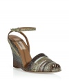 Bring instant sophistication to your look with these ultra-luxe python wedge sandals from Valentino - Multi-strap front, open toe, ankle strap closure, wedge heel - Style with a breezy frock or with wide leg trousers and a tie-neck blouse