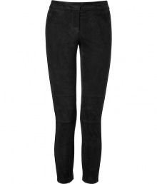 Take a luxurious approach to one of this seasons hottest trends with LAgences supple suede leggings, guaranteed to be your favorite staple as the new season settles in - Fly and hidden hook closure, patent side stripes, patchworked seaming - Extra slim fitting, ankle length - Wear with feminine tops and flats, or with oversized chunky knits and platform ankle boots