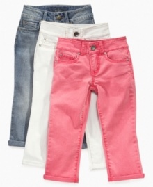 Jazz up her jean collection with these stylish cropped pants from Jessica Simpson. Jazz up her jean collection with these stylish cropped pants from Jessica Simpson.