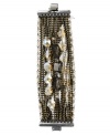 Chain reaction. Repeated rows of chains form this fashionable bracelet from Kenneth Cole New York. Featuring faceted glass beads (some of which are wrapped in black netting), it's crafted in hematite tone mixed metal. Approximate length: 7-1/4 inches.