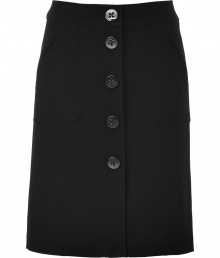 A polished staple for your workwear wardrobe, Steffen Schrauts black flannel skirt is an elegant, everyday indispensable - Slim pencil cut, with medium-width banded waist and button placket extending from navel to mid-thigh - Oversize aprom pockets at hips and decorative seams - Pair with a button down and light cashmere cardigan or a silk blouse and style with classic pumps or loafers A polished staple for your workwear wardrobe, Steffen Schrauts black flannel skirt is an elegant, everyday indispensable - Slim pencil cut, with medium-width banded waist and button placket extending from navel to mid-thigh - Oversize aprom pockets at hips and decorative seams - Pair with a button down and light cashmere cardigan or a silk blouse and style with classic pumps or loafers
