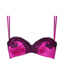 Turn up the heat with this lace laden satin bra from Chantal Thomass - Hidden underwire, lace trim, front button detail, adjustable straps, d?colletage-enhancing balconette style - Perfect under a low cut cocktail dress or paired with matching panties for stylish lounging Turn up the heat with this lace laden satin bra from Chantal Thomass - Hidden underwire, lace trim, front button detail, adjustable straps, d?colletage-enhancing balconette style - Perfect under a low cut cocktail dress or paired with matching panties for stylish lounging