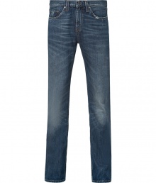 These stylishly distressed jeans from J Brand are a must-have casual staple - Classic five-pocket styling, whiskering and fading, straight leg, indigo denim wash - Style with a graphic tee or a long sleeve henley, a biker jacket, and boots These stylishly distressed jeans from J Brand are a must-have casual staple - Classic five-pocket styling, whiskering and fading, straight leg, indigo denim wash - Style with a graphic tee or a long sleeve henley, a biker jacket, and boots