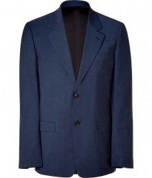 Sophisticated blue m?lange two-button blazer from Marc Jacobs - This classically stylish blazer adds polish to your workweek look - Notched lapel, two-button closure, front flap pockets, modern slim cut - Pair with slim trousers, a button down, and oxfords Sophisticated blue m?lange two-button blazer from Marc Jacobs - This classically stylish blazer adds polish to your workweek look - Notched lapel, two-button closure, front flap pockets, modern slim cut - Pair with slim trousers, a button down, and oxfords