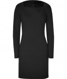 With its perfect proportions and wear-everywhere black coloring, Hugos long sleeved dress is perfect for taking polished office days into chic city cocktails - Square neckline, long sleeves, hidden back zip, tailored fit - Pair with heels and chunky statement jewelry