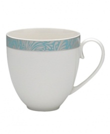 With a fresh, feminine feel and exceptional durability, the Lucille Teal mug delivers lasting style to every day and occasion. A fanciful pattern inspired by 1950s lace trims and drapes creamy, contemporary porcelain from Denby. With a fresh, feminine feel and exceptional durability, the Lucille Teal mug delivers lasting style to every day and occasion. A fanciful pattern inspired by 1950s lace trims and drapes creamy, contemporary porcelain from Denby.