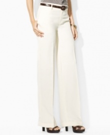 Inspired by smartly-tailored menswear, Lauren by Ralph Lauren's petite Andover pants are crafted with a chic, wide leg for an ultra-feminine silhouette. Inspired by smartly-tailored menswear, Lauren by Ralph Lauren's petite Andover pants are crafted with a chic, wide leg for an ultra-feminine silhouette.