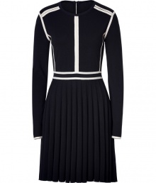 Perfect for taking from work to cool weather cocktails, Marc by Marc Jacobs two-tone sweater dress is as versatile as it is chic - Round neckline, long sleeves, layered cream trim, hidden back zip - Fitted top, full skirt - Wear with sleek pumps and a carryall tote to work Perfect for taking from work to cool weather cocktails, Marc by Marc Jacobs two-tone sweater dress is as versatile as it is chic - Round neckline, long sleeves, layered cream trim, hidden back zip - Fitted top, full skirt - Wear with sleek pumps and a carryall tote to work