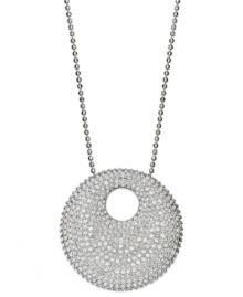 Bring elegance to your wardrobe with this sparkling necklace from Swarovski. With a round silhouette, it features a reversible pendant with clear crystal pave accents and smooth metal. Crafted in rhodium-plated mixed metal. Approximate length: 16 inches + 2-inch extender. Approximate drop: 2-1/2 inches.