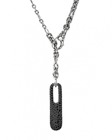 John Hardy Long Rectangular Drop Pendant with Black Sapphire on Kali Link Necklace, 22 John Hardy Long Rectangular Drop Pendant with Black Sapphire on Kali Link Necklace, 22