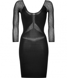 Statement-making and ultra seductive, Faith Connexions mesh detailed textural knit dress is a fantastically daring choice for cocktails - Scooped neckline in front and back, mesh 3/4 sleeves, contrast knit patterning, pull-over style - Form-fitting - Wear with flawless pumps and an oversized clutch Statement-making and ultra seductive, Faith Connexions mesh detailed textural knit dress is a fantastically daring choice for cocktails - Scooped neckline in front and back, mesh 3/4 sleeves, contrast knit patterning, pull-over style - Form-fitting - Wear with flawless pumps and an oversized clutch