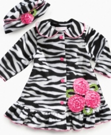 Send her out with the wild style of this zebra-print coat and hat set from Bonnie Jean. Send her out with the wild style of this zebra-print coat and hat set from Bonnie Jean.