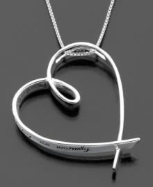 A symbol of love and encouragement. This heartening pendant is crafted in sterling silver and inscribed with the message, May happiness touch your life as warmly as you have touched the lives of others. Approximate length: 18 inches. Approximate drop: 1 inch. A symbol of love and encouragement. This heartening pendant is crafted in sterling silver and inscribed with the message, May happiness touch your life as warmly as you have touched the lives of others. Approximate length: 18 inches. Approximate drop: 1 inch.