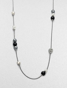 From the David Yurman Element Collection. Sterling silver, hematite and black onyx stations are suspended on a mini box chain.Hematite & black onyx Sterling silver Length, about 48 Lobster clasp closure Imported From the David Yurman Element Collection. Sterling silver, hematite and black onyx stations are suspended on a mini box chain.Hematite & black onyx Sterling silver Length, about 48 Lobster clasp closure Imported