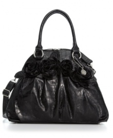 A subtle all-over croc print and fabulous over-sized rosette detailing give this Big Buddha tote crave-worthy appeal. Polished silvertone hardware and signature charms provide the perfect finishing touches. A subtle all-over croc print and fabulous over-sized rosette detailing give this Big Buddha tote crave-worthy appeal. Polished silvertone hardware and signature charms provide the perfect finishing touches.