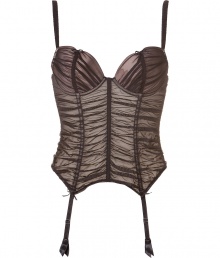 Stylish corset made ..from a fine nylon blend - in the classic seductive color combination, black and nude - with individually adjustable straps and garter belt - close cut and fitted, with figure forming cups - thanks to the spandex, its mega comfortable and snug - ruffled tulle look with darts - looks sexy, highly erotic and luxurious - wear under all dark clothes Stylish corset made ..from a fine nylon blend - in the classic seductive color combination, black and nude - with individually adjustable straps and garter belt - close cut and fitted, with figure forming cups - thanks to the spandex, its mega comfortable and snug - ruffled tulle look with darts - looks sexy, highly erotic and luxurious - wear under all dark clothes