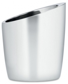 Keep white wine fresh, cool and close with Gorham's contemporary wine chiller, featuring brilliant stainless steel with an angled edge. Keep white wine fresh, cool and close with Gorham's contemporary wine chiller, featuring brilliant stainless steel with an angled edge.