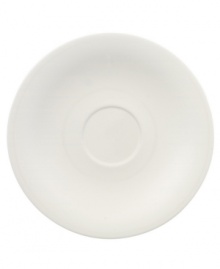 Fresh modern from Villeroy & Boch dinnerware. The dishes in this set are sheer white china in a clean round shape that inspires simply harmonious dining. A soft fluidity and radiant glaze give this breakfast saucer quiet elegance and lasting appeal. Fresh modern from Villeroy & Boch dinnerware. The dishes in this set are sheer white china in a clean round shape that inspires simply harmonious dining. A soft fluidity and radiant glaze give this breakfast saucer quiet elegance and lasting appeal.