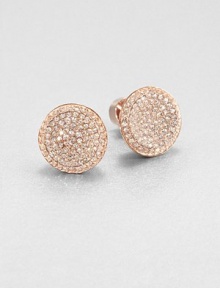 From the Brilliance Collection. A simple design with lots of shimmer, these dazzling discs are slightly concave to highlight their faceted glass radiance.GlassRose goldtoneDiameter, about .5Post backImported From the Brilliance Collection. A simple design with lots of shimmer, these dazzling discs are slightly concave to highlight their faceted glass radiance.GlassRose goldtoneDiameter, about .5Post backImported