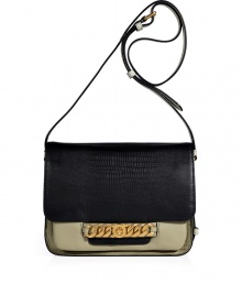 With a hint of 1960s sophistication, this ultra-chic day-to-night purse from Marc by Marc Jacobs will give your look an instant upgrade - Front flap with gold-toned logo chain closure, adjustable shoulder strap, internal pockets, back patch pocket - Wear with an elevated jeans-and-tee ensemble or with a casual cocktail look With a hint of 1960s sophistication, this ultra-chic day-to-night purse from Marc by Marc Jacobs will give your look an instant upgrade - Front flap with gold-toned logo chain closure, adjustable shoulder strap, internal pockets, back patch pocket - Wear with an elevated jeans-and-tee ensemble or with a casual cocktail look