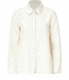 Add of-the-moment chic to your workweek staples with this modernized dot printed blouse from Marc by Marc Jacobs - Spread collar, long sleeves, front button placket, relaxed fit, asymmetric high-low hem, all-over dot print - Wear with skinny jeans, cropped trousers, or a sleek pencil skirt