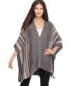 In fall's hottest shape, go for a boho flair with this striped Alfani poncho -- adorable over skinny jeans or leggings!