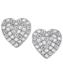 Open up your heart to these sparkly earrings from CRISLU. These studs feature a pretty heart shape decorated with hand-cut cubic zirconias (1/3 ct. t.w.). Set in platinum over sterling silver. Nickel-free. Approximate drop: 1/4 inch. Open up your heart to these sparkly earrings from CRISLU. These studs feature a pretty heart shape decorated with hand-cut cubic zirconias (1/3 ct. t.w.). Set in platinum over sterling silver. Nickel-free. Approximate drop: 1/4 inch.