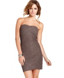 An elegant evening look, this strapless dress from Wishes Wishes Wishes unites sparkling accents with a sophisticated, streamlined fit. An elegant evening look, this strapless dress from Wishes Wishes Wishes unites sparkling accents with a sophisticated, streamlined fit.