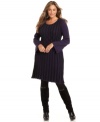 Look chic in cooler temps with Style&co.'s long sleeve plus size sweater dress, crafted from a striped knit.