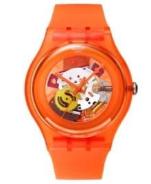 Get some color this season with this sunset-chic Orangish Lacquered watch by Swatch.