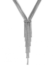 Meeting in the middle makes for an elegant look in this necklace from BCBGeneration. Crafted from silver-tone mixed metal, the chains come together and end in a stylish tassel. Approximate length: 19 inches. Approximate drop: 7 inches. Meeting in the middle makes for an elegant look in this necklace from BCBGeneration. Crafted from silver-tone mixed metal, the chains come together and end in a stylish tassel. Approximate length: 19 inches. Approximate drop: 7 inches.