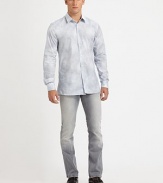 A slim-straight leg style with plenty of attitude, this stone-washed update is tailored with a hint of stretch for added comfort.Five-pocket styleInseam, about 3498% wool/2% elastaneMachine washImported