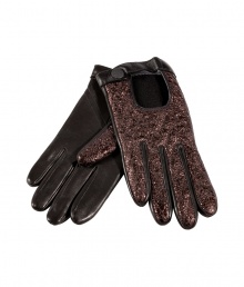 Bring subtle sparkle to your new season style with these metallic driving gloves from Rag & Bone- Leather gloves with metallic leather detail and snap closure at wrist - A must-have for your cold-weather look Bring subtle sparkle to your new season style with these metallic driving gloves from Rag & Bone- Leather gloves with metallic leather detail and snap closure at wrist - A must-have for your cold-weather look