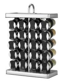 Inspired by the neat, tasteful organization of wine racks, this space-saving structure sits flush against the wall, providing immediate access to 20 extraordinary herbs and spices. Limited lifetime warranty. Inspired by the neat, tasteful organization of wine racks, this space-saving structure sits flush against the wall, providing immediate access to 20 extraordinary herbs and spices. Limited lifetime warranty.