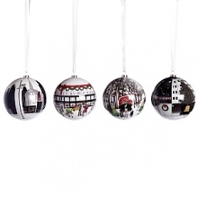 Great for gifting, these beautiful ornaments prompt holiday cheer. As a set of four, they can be affixed anywhere on the tree. Great for gifting, these beautiful ornaments prompt holiday cheer. As a set of four, they can be affixed anywhere on the tree.