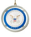 This holiday season, honor the men and women who have served or are serving in the United States Navy with this ChemArt brass ornament finished in 24k gold.