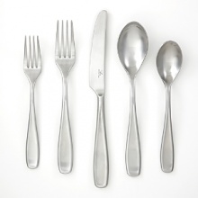 A broader handle with scooped center silhouette will provide just the right touch of modernity to your table. Features brushed stainless steel finish in a 45 piece assortment from Robert Welch (set includes service for 8 and 5 serving pieces). A broader handle with scooped center silhouette will provide just the right touch of modernity to your table. Features brushed stainless steel finish in a 45 piece assortment from Robert Welch (set includes service for 8 and 5 serving pieces).