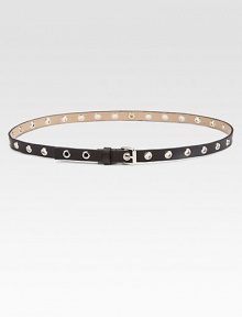 Soft Italian leather complemented by edgy studs.LeatherAbout .75 wideMade in Italy Soft Italian leather complemented by edgy studs.LeatherAbout .75 wideMade in Italy