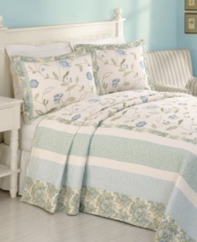 This Rebecca bedspread boasts countryside charm with floral details and an all-over quilting design. This Rebecca bedspread boasts countryside charm with floral details and an all-over quilting design.