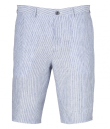 With a modern slim cut and classic styling, Vinces faded hickory stripe shorts are a timeless choice perfect for both city and seaside looks alike - Side and back slit pockets, zip fly, button closure, belt loops - Slim fit - Wear with a crisp white top and retro-style sneakers