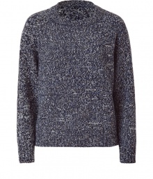 Quietly elegant and effortlessly cool, Jil Sanders navy pullover raises the bar on everyday indispensables - Classic crew neck style, in a soft, densely woven marled virgin wool knit - Rib trim at cuffs, collar and sleeves - Slightly boxier, straight cut - Versatile and polished, seamlessly transitions from work to weekend - Pair with slim trousers, chinos or dark denim Quietly elegant and effortlessly cool, Jil Sanders navy pullover raises the bar on everyday indispensables - Classic crew neck style, in a soft, densely woven marled virgin wool knit - Rib trim at cuffs, collar and sleeves - Slightly boxier, straight cut - Versatile and polished, seamlessly transitions from work to weekend - Pair with slim trousers, chinos or dark denim